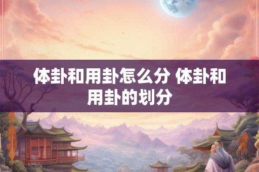 体卦和用卦怎么分 体卦和用卦的划分