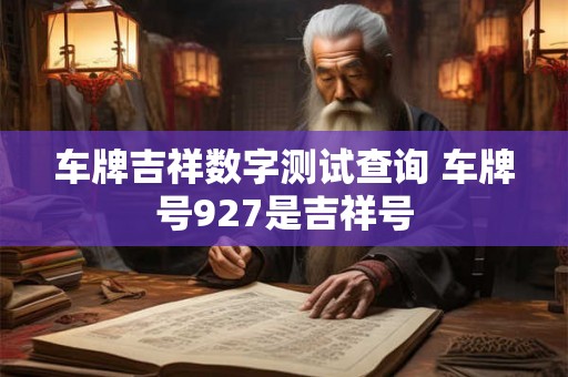 车牌吉祥数字测试查询 车牌号927是吉祥号
