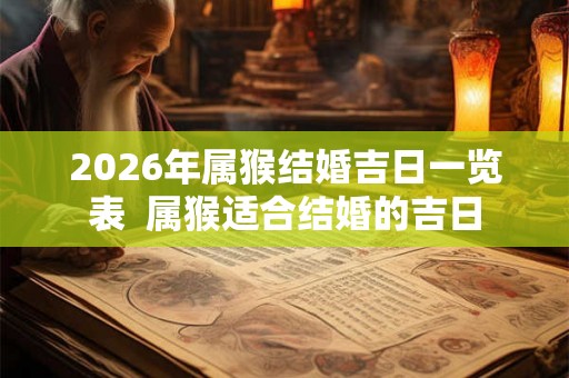 2026年属猴结婚吉日一览表  属猴适合结婚的吉日