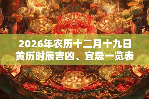 2026年农历十二月十九日黄历时辰吉凶、宜忌一览表