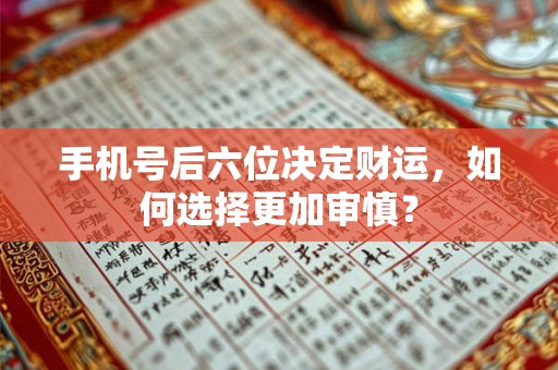 手机号后六位决定财运，如何选择更加审慎？