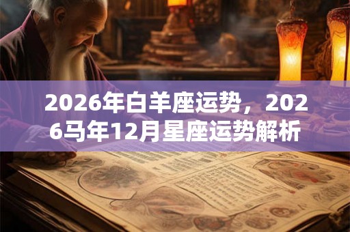 2026年白羊座运势,2026马年12月星座运势解析 2026年白羊座运势,2026马年12月星座运势解析
