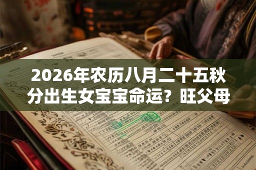 2026年农历八月二十五秋分出生女宝宝命运？旺父母吗？