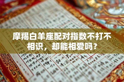 摩羯白羊座配对指数不打不相识，却能相爱吗？