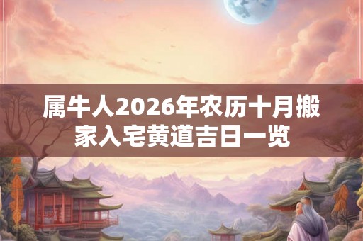 属牛人2026年农历十月搬家入宅黄道吉日一览