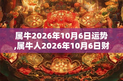 属牛2026年10月6日运势,属牛人2026年10月6日财运,生肖牛2026年10月6日运势 属牛2026年10月6日运势,属牛人2026年10月6日财运,生肖牛2026年10月6日运势