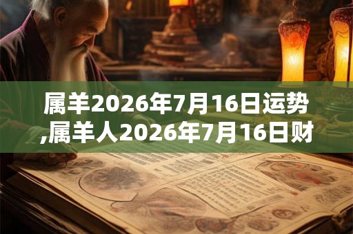 属羊2026年7月16日运势,属羊人2026年7月16日财运,生肖羊2026年7月16日运势