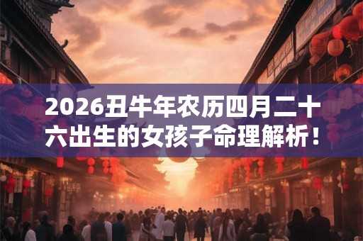 2026丑牛年农历四月二十六出生的女孩子命理解析！