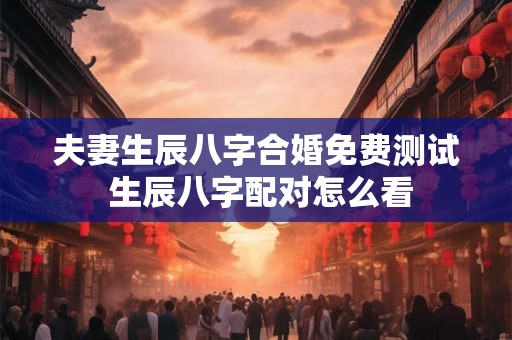 夫妻生辰八字合婚免费测试 生辰八字配对怎么看 夫妻生辰八字合婚免费测试 生辰八字配对怎么看