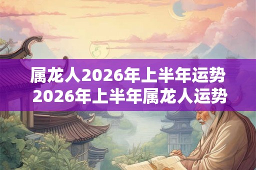 属龙人2026年上半年运势 2026年上半年属龙人运势如何