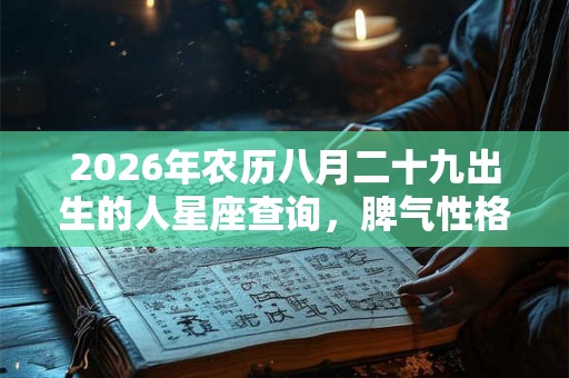 2026年农历八月二十九出生的人星座查询,脾气性格有什么特征? 2026年农历八月二十九出生的人星座查询,脾气性格有什么特征?