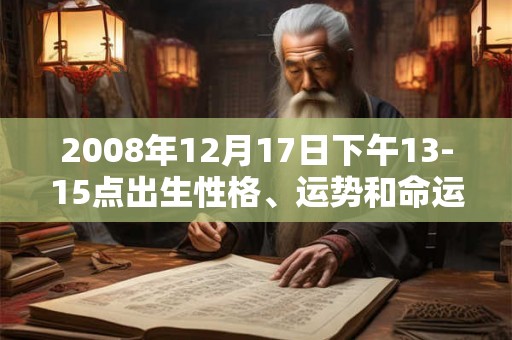 2008年12月17日下午13-15点出生性格、运势和命运