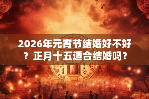 2026年元宵节结婚好不好？正月十五适合结婚吗？