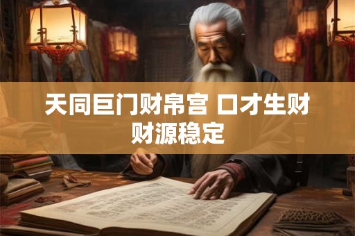 天同巨门财帛宫 口才生财财源稳定