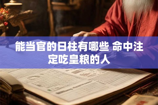 能当官的日柱有哪些 命中注定吃皇粮的人