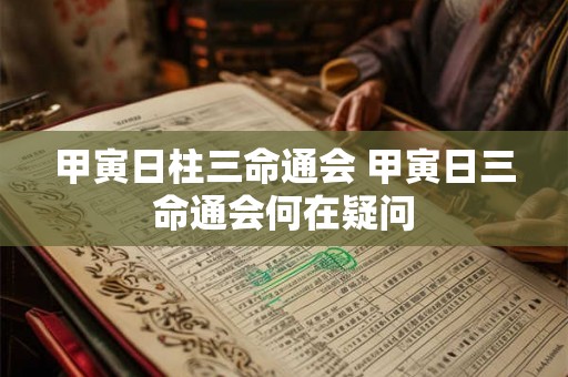 甲寅日柱三命通会 甲寅日三命通会何在疑问