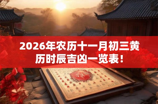 2026年农历十一月初三黄历时辰吉凶一览表！