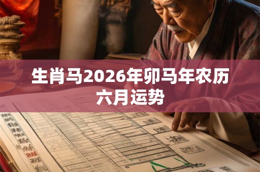 生肖马2026年卯马年农历六月运势 生肖马2026年卯马年农历六月运势