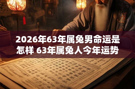 2026年63年属兔男命运是怎样 63年属兔人今年运势