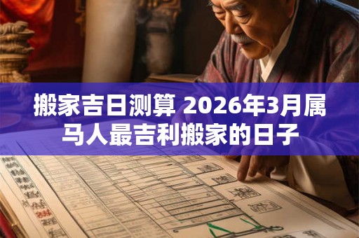 搬家吉日测算 2026年3月属马人最吉利搬家的日子