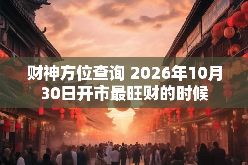 财神方位查询 2026年10月30日开市最旺财的时候