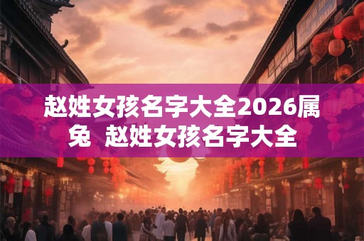 赵姓女孩名字大全2026属兔  赵姓女孩名字大全