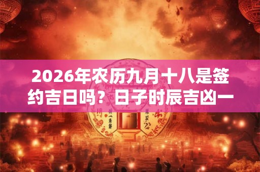 2026年农历九月十八是签约吉日吗?日子时辰吉凶一览! 2026年农历九月十八是签约吉日吗?日子时辰吉凶一览!