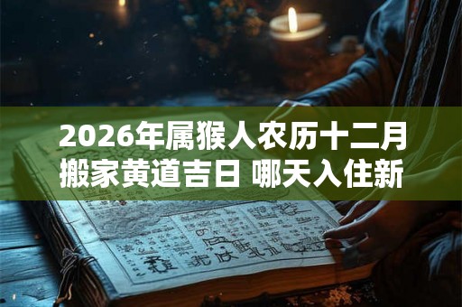 2026年属猴人农历十二月搬家黄道吉日 哪天入住新房好