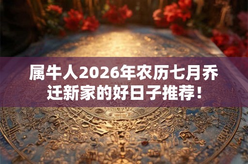属牛人2026年农历七月乔迁新家的好日子推荐! 属牛人2026年农历七月乔迁新家的好日子推荐!