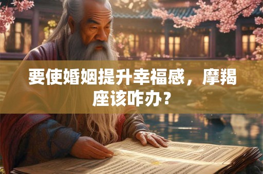 要使婚姻提升幸福感,摩羯座该咋办? 要使婚姻提升幸福感,摩羯座该咋办?