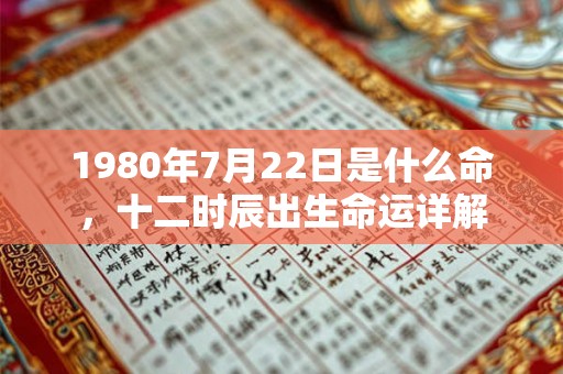 1980年7月22日是什么命，十二时辰出生命运详解