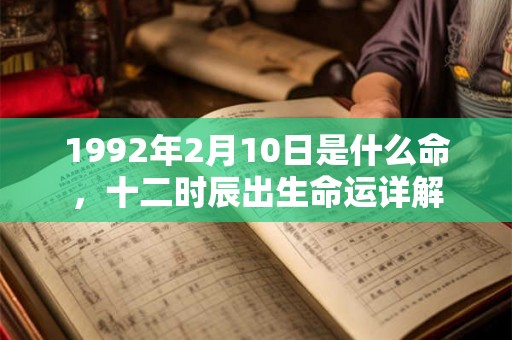 1992年2月10日是什么命，十二时辰出生命运详解