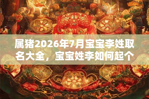 属猪2026年7月宝宝李姓取名大全，宝宝姓李如何起个好名字？