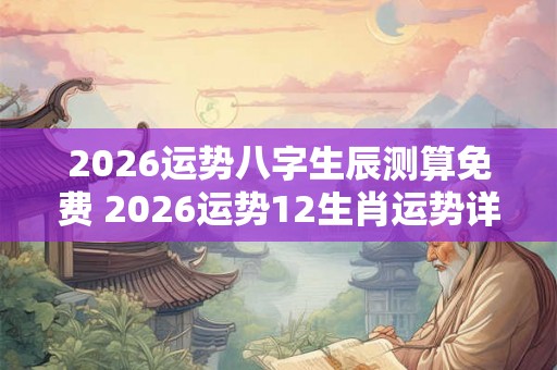 2026运势八字生辰测算免费 2026运势12生肖运势详解