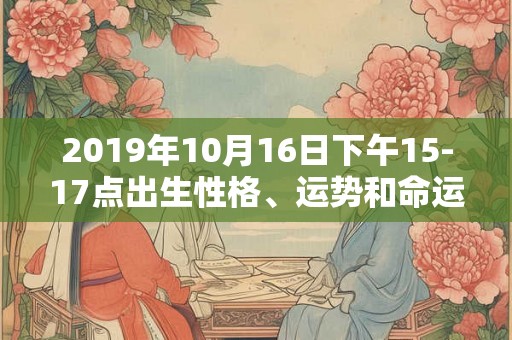 2019年10月16日下午15-17点出生性格、运势和命运 2019年10月16日下午15-17点出生性格、运势和命运