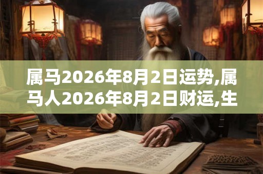 属马2026年8月2日运势,属马人2026年8月2日财运,生肖马2026年8月2日运势