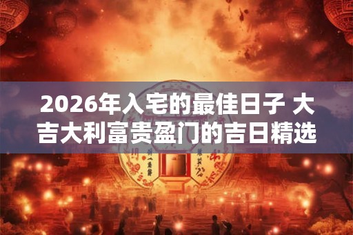 2026年入宅的最佳日子 大吉大利富贵盈门的吉日精选 2026年入宅的最佳日子 大吉大利富贵盈门的吉日精选