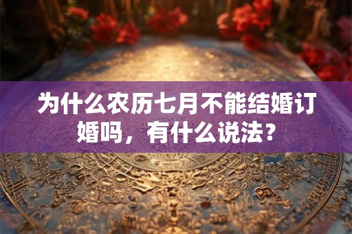 为什么农历七月不能结婚订婚吗,有什么说法? 为什么农历七月不能结婚订婚吗,有什么说法?