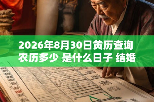 2026年8月30日黄历查询 农历多少 是什么日子 结婚吉时 2026年8月30日黄历查询 农历多少 是什么日子 结婚吉时
