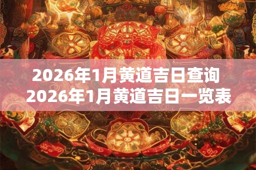 2026年1月黄道吉日查询 2026年1月黄道吉日一览表