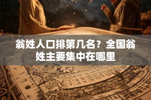 翁姓人口排第几名？全国翁姓主要集中在哪里