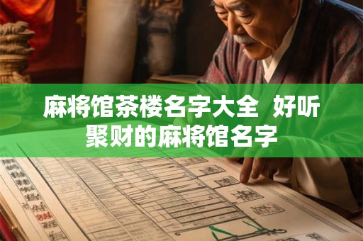 麻将馆茶楼名字大全  好听聚财的麻将馆名字