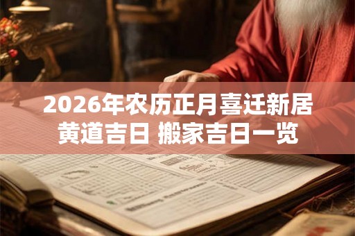 2026年农历正月喜迁新居黄道吉日 搬家吉日一览