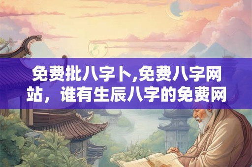 免费批八字卜,免费八字网站，谁有生辰八字的免费网站介绍
