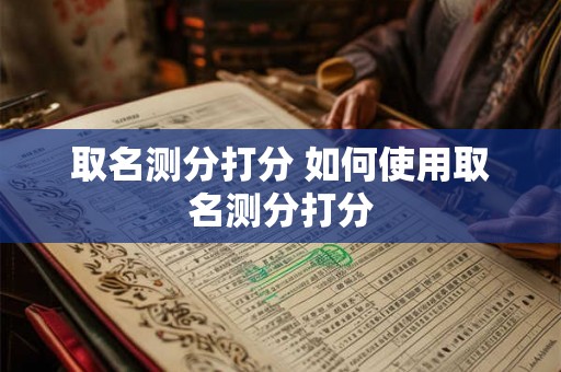 取名测分打分 如何使用取名测分打分