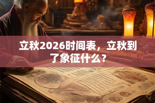 立秋2026时间表，立秋到了象征什么？
