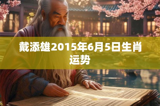 戴添雄2015年6月5日生肖运势