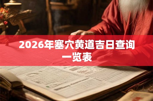 2026年塞穴黄道吉日查询一览表