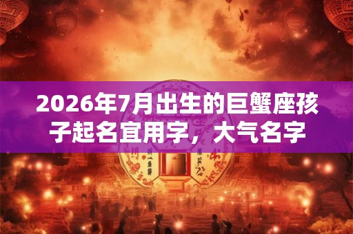 2026年7月出生的巨蟹座孩子起名宜用字，大气名字