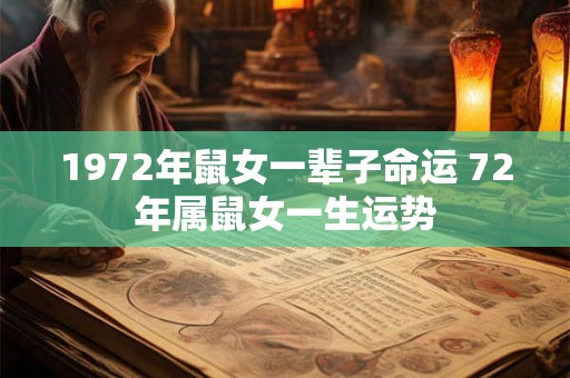 1972年鼠女一辈子命运 72年属鼠女一生运势